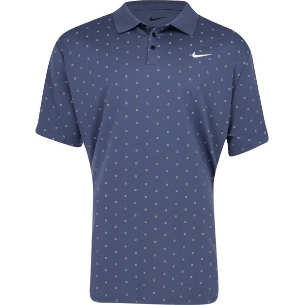 Nike DF Tour Print Shirt in Diffused Blue / White